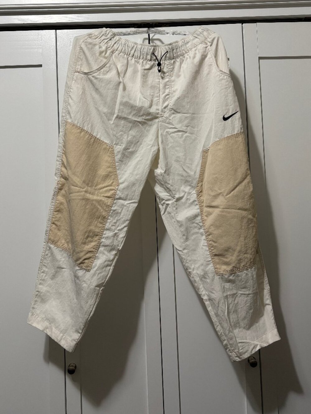 Nike Women's Swoosh Cream and White Drawstring Pants